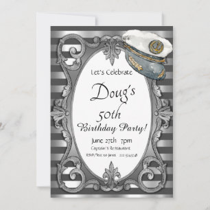 Gray en Silver Nautical Invitation Kaart