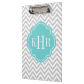 Gray en Turquoise Chevron Aangepast monogram Klembord (Links)