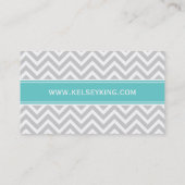 Gray en Turquoise Chevron Aangepast monogram Visitekaartje (Achterkant)