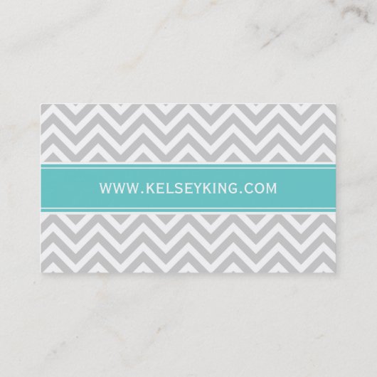 Gray en Turquoise Chevron Aangepast monogram Visitekaartje (Achterkant)