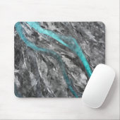 Gray en Turquoise Waterverf Satellite Art Muismat (Met muis)