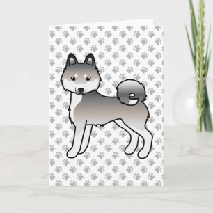 Gray en White Alaskan Klee Kai Cute Cartoon Dog Kaart