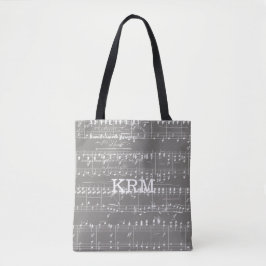 Gray en White — Blad Muziek Handtekening Tote Bag