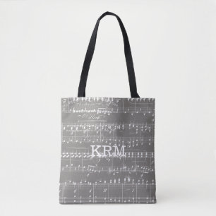 Gray en White  — Blad Muziek Handtekening Tote Bag