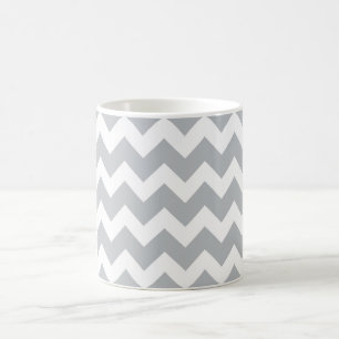Gray en White Chevron Stripe Koffiemok