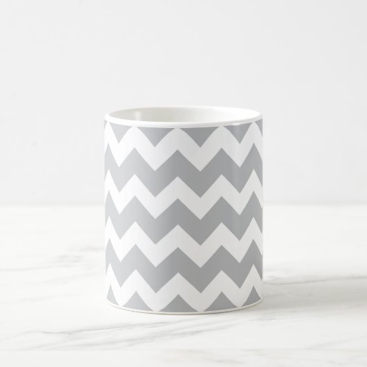 Gray en White Chevron Stripe Koffiemok (Center)