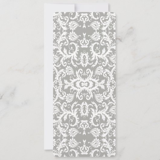Gray en White Lace Floral Damask Wedding Kaart (Achterkant)