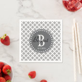 Gray en White Monogram Napkins Servet (Insitu)
