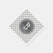 Gray en White Monogram Napkins Servet (Hoek)