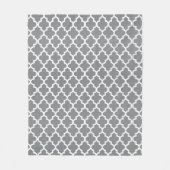 Gray en White Quatrefoil Patroon Fleece Deken (Voorkant)