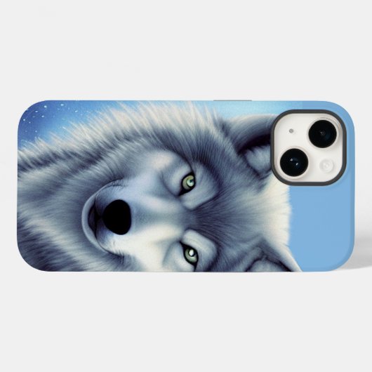 Gray en White Wolf Portrait Case-Mate iPhone Case (Achterkant (horizontaal))