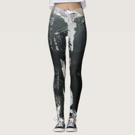 Gray- en zwarte foto leggings