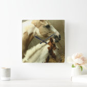 Gray Eventing Horse Wall Clock Vierkante Klok (Huis)