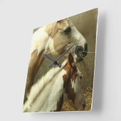 Gray Eventing Horse Wall Clock Vierkante Klok (Hoek)