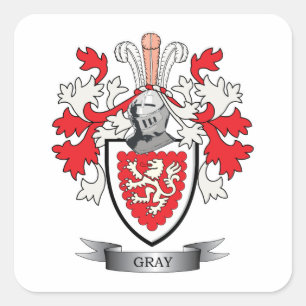Gray Family Crest Coat of Arms Vierkante Sticker