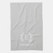 Gray Farmhouse Branch Monogram | Bewerkbare kleure Theedoek (Verticaal)
