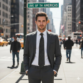 Gray Faux Leather Stropdas