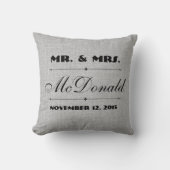 Gray Faux Linen canvas burlap Weduwschap Pillow Kussen (Voorkant)