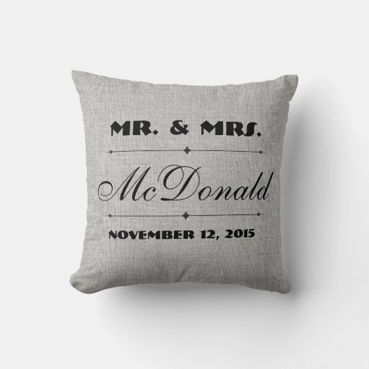 Gray Faux Linen canvas burlap Weduwschap Pillow Kussen (Voorkant)