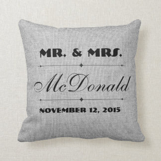 Gray Faux Linen canvas burlap Weduwschap Pillow Kussen
