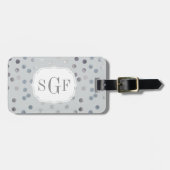 Gray Faux Silver Glitter City Stippen Monogram Bagagelabel (Voorkant horizontaal)