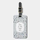 Gray Faux Silver Glitter City Stippen Monogram Bagagelabel (Voorkant verticaal)