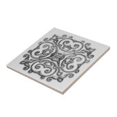 Gray Faux Silver Medallion keramische Tegel Tegeltje (Zijkant)