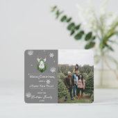 Gray Festive Reindeer Holiday Fotokaart Feestdagenkaart (Staand voorkant)