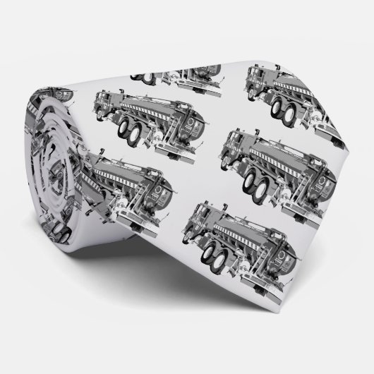 Gray Fire Truck Oil Paint Pattern Stropdas (Opgerold)