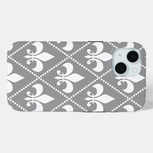 Gray Fleur de Lis Case-Mate iPhone Case (Achterkant (horizontaal))