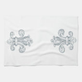 Gray Fleur de Lis Kitchen Towel Theedoek (Horizontaal)