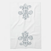 Gray Fleur de Lis Kitchen Towel Theedoek (Verticaal)