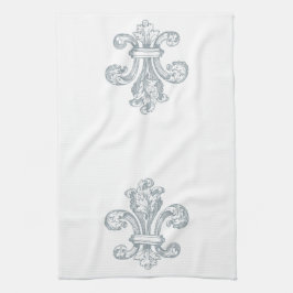 Gray Fleur de Lis Kitchen Towel Theedoek