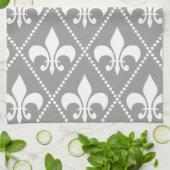 Gray Fleur de Lis Theedoek (Gevouwen)