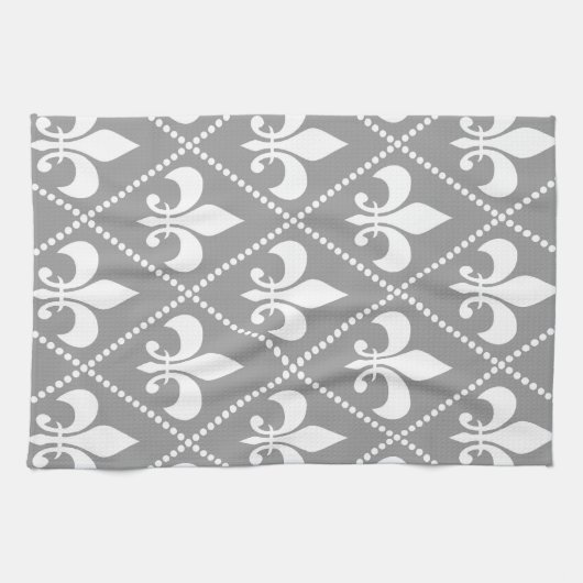 Gray Fleur de Lis Theedoek (Horizontaal)