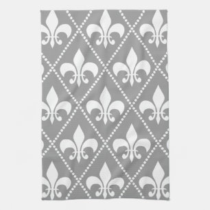 Gray Fleur de Lis Theedoek