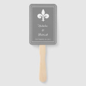 Gray Fleur de Lis Wedding Hand Fans Handwaaier (Achterkant)
