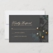 Gray Floral Abstract Moody Bohemian Handfasting RSVP Kaartje (Voorkant)