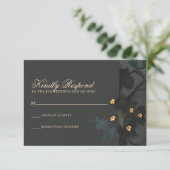 Gray Floral Abstract Moody Bohemian Handfasting RSVP Kaartje (Staand voorkant)