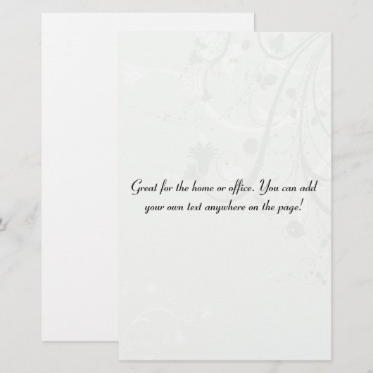 Gray Floral achtergrond Briefpapier (Voorkant / Achterkant)