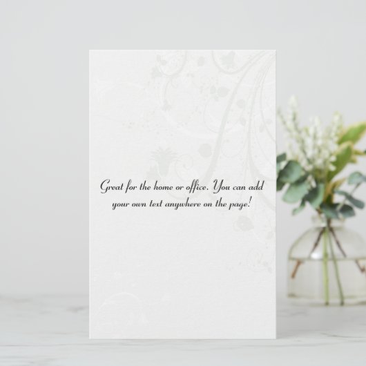 Gray Floral achtergrond Briefpapier (Staand voorkant)