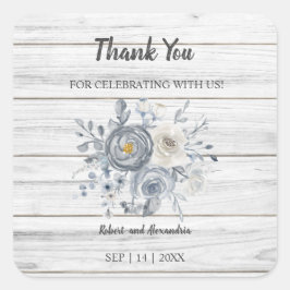 Gray Floral | Bedankt voor het komende huwelijk Vierkante Sticker