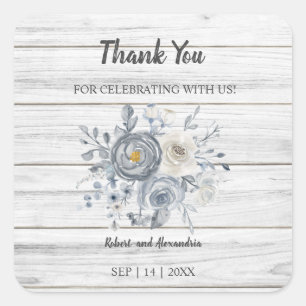 Gray Floral Bedankt voor het komende huwelijk Vierkante Sticker