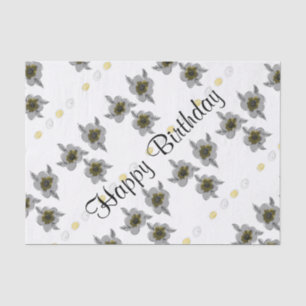 Gray Floral Birthday Tissue Tissuepapier