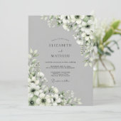 Gray Floral Bloom Wedding Kaart (Staand voorkant)