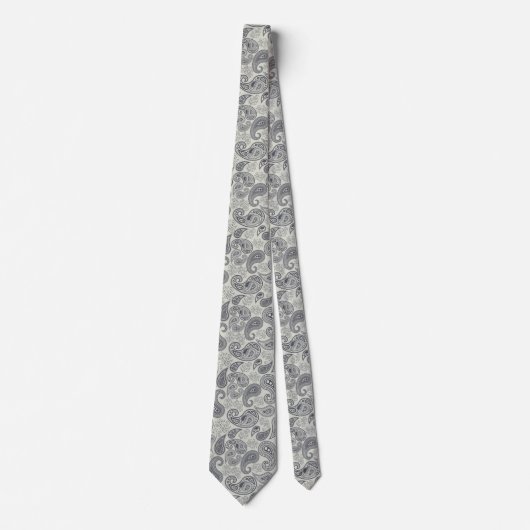 Gray Floral Cashmere Pattern Stropdas (Voorkant)