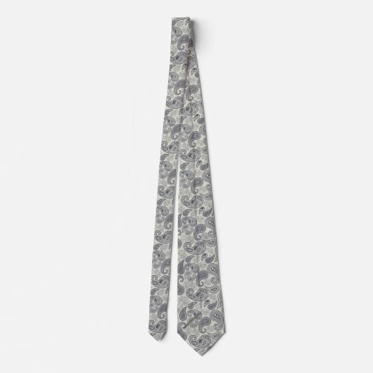 Gray Floral Cashmere Pattern Stropdas (Achterkant)