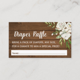 Gray Floral Chic Baby shower Diaper Raffle Tickets Informatiekaartje