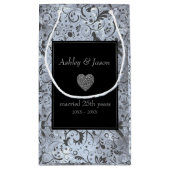 Gray Floral Damask Pattern Klein Cadeauzakje (Achterkant)