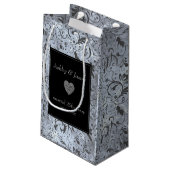 Gray Floral Damask Pattern Klein Cadeauzakje (Achterkant Gekanteld)